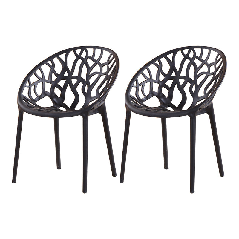 Contemporary Plastic Dining Room Chairs Armless Open Back Dining Side Chair for Restaurant Black 2 Piece Set Clearhalo ' kitchen&dining_furn' 'Dining Chairs' 'Dining Tables & Seating' 'dining_chair' 'furn' 'furn_dining_chair' 'Furniture' 'furniture_dining_chair' 'Kitchen & Dining Furniture' 'kitchen' 3944031