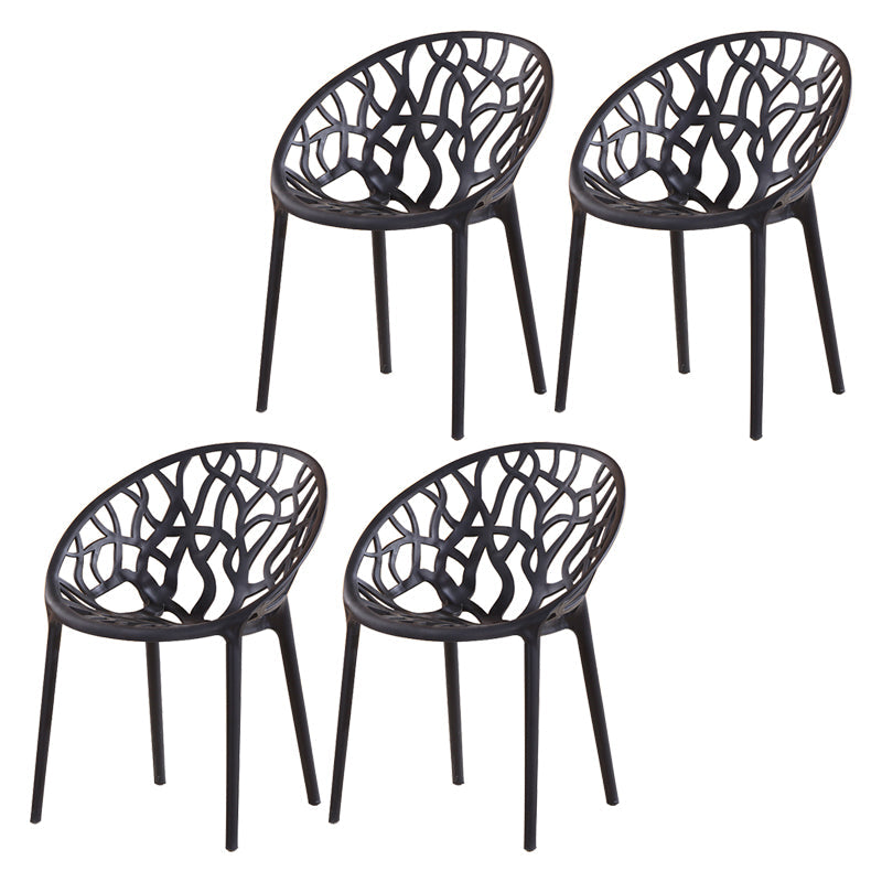 Contemporary Plastic Dining Room Chairs Armless Open Back Dining Side Chair for Restaurant Black 4 Piece Set Clearhalo ' kitchen&dining_furn' 'Dining Chairs' 'Dining Tables & Seating' 'dining_chair' 'furn' 'furn_dining_chair' 'Furniture' 'furniture_dining_chair' 'Kitchen & Dining Furniture' 'kitchen' 3944032