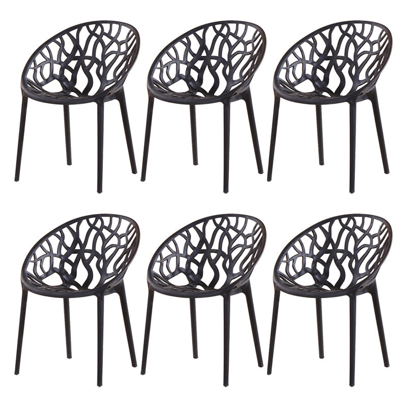 Contemporary Plastic Dining Room Chairs Armless Open Back Dining Side Chair for Restaurant Black 6 Piece Set Clearhalo ' kitchen&dining_furn' 'Dining Chairs' 'Dining Tables & Seating' 'dining_chair' 'furn' 'furn_dining_chair' 'Furniture' 'furniture_dining_chair' 'Kitchen & Dining Furniture' 'kitchen' 3944033
