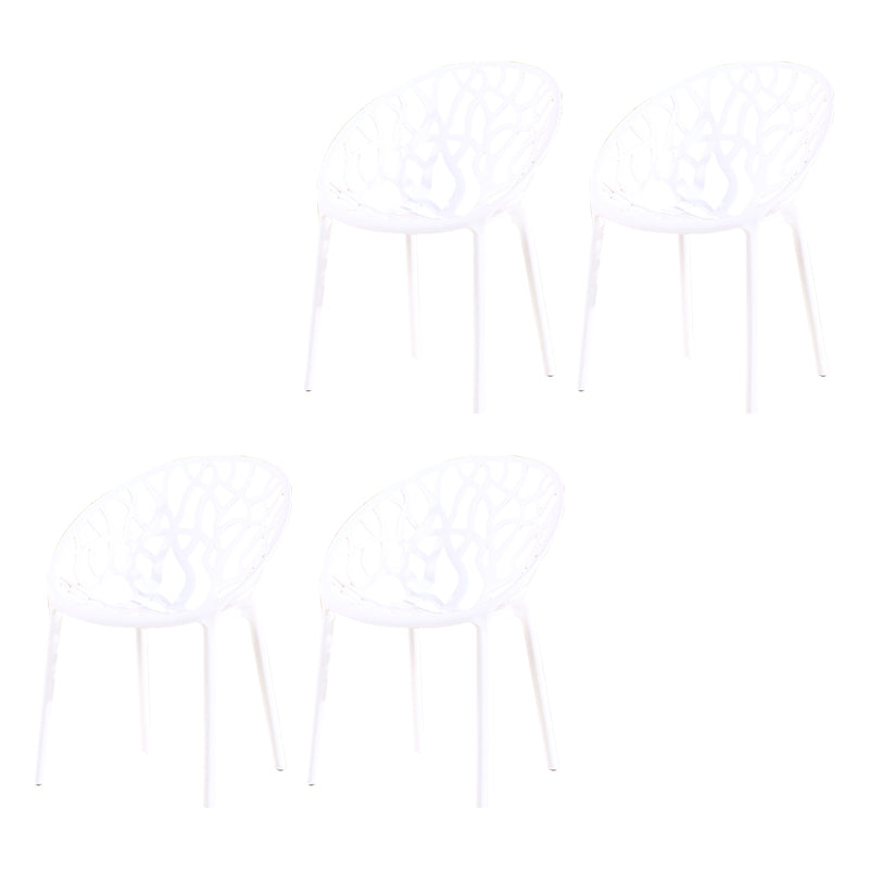 Contemporary Plastic Dining Room Chairs Armless Open Back Dining Side Chair for Restaurant White 4 Piece Set Clearhalo ' kitchen&dining_furn' 'Dining Chairs' 'Dining Tables & Seating' 'dining_chair' 'furn' 'furn_dining_chair' 'Furniture' 'furniture_dining_chair' 'Kitchen & Dining Furniture' 'kitchen' 3944035