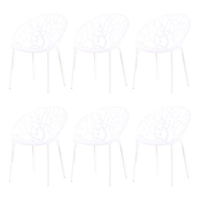 Contemporary Plastic Dining Room Chairs Armless Open Back Dining Side Chair for Restaurant White 6 Piece Set Clearhalo ' kitchen&dining_furn' 'Dining Chairs' 'Dining Tables & Seating' 'dining_chair' 'furn' 'furn_dining_chair' 'Furniture' 'furniture_dining_chair' 'Kitchen & Dining Furniture' 'kitchen' 3944036