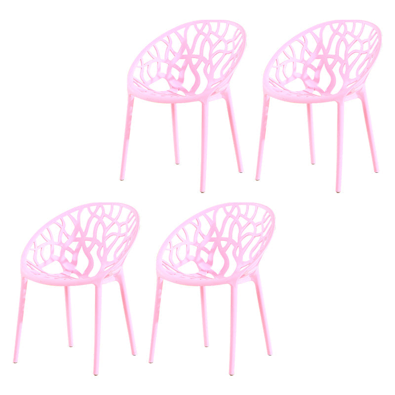 Contemporary Plastic Dining Room Chairs Armless Open Back Dining Side Chair for Restaurant Pink 4 Piece Set Clearhalo ' kitchen&dining_furn' 'Dining Chairs' 'Dining Tables & Seating' 'dining_chair' 'furn' 'furn_dining_chair' 'Furniture' 'furniture_dining_chair' 'Kitchen & Dining Furniture' 'kitchen' 3944038