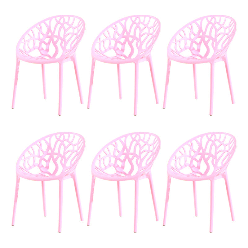 Contemporary Plastic Dining Room Chairs Armless Open Back Dining Side Chair for Restaurant Pink 6 Piece Set Clearhalo ' kitchen&dining_furn' 'Dining Chairs' 'Dining Tables & Seating' 'dining_chair' 'furn' 'furn_dining_chair' 'Furniture' 'furniture_dining_chair' 'Kitchen & Dining Furniture' 'kitchen' 3944039
