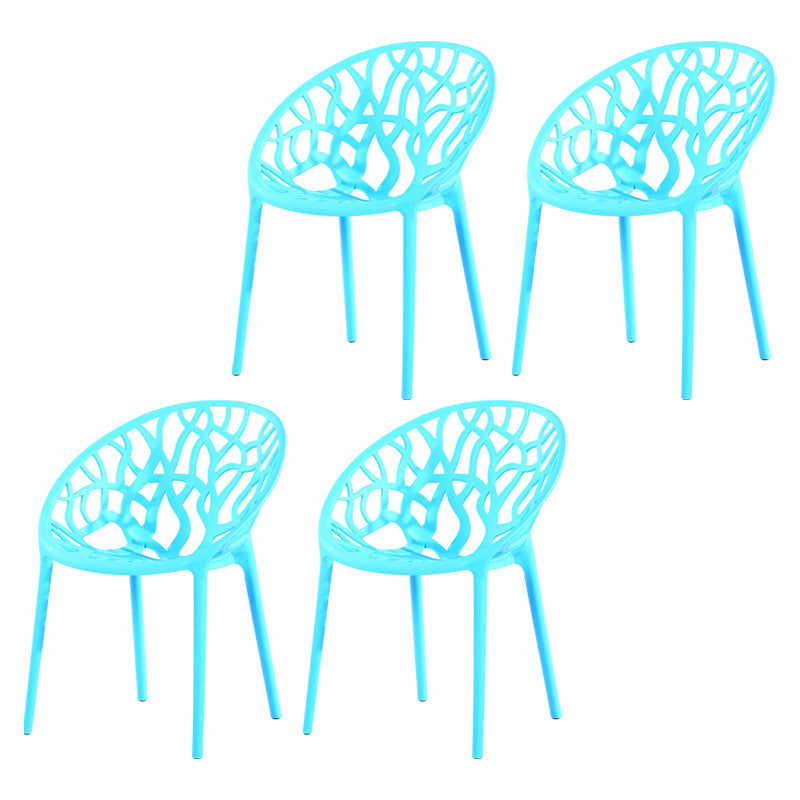 Contemporary Plastic Dining Room Chairs Armless Open Back Dining Side Chair for Restaurant Blue 4 Piece Set Clearhalo ' kitchen&dining_furn' 'Dining Chairs' 'Dining Tables & Seating' 'dining_chair' 'furn' 'furn_dining_chair' 'Furniture' 'furniture_dining_chair' 'Kitchen & Dining Furniture' 'kitchen' 3944041