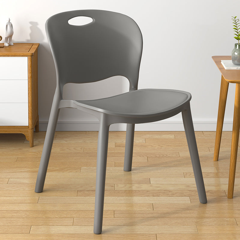 Contemporary Plastic Dining Room Chairs Armless Open Back Dining Side Chair for Home Use Light Gray 1 Piece Clearhalo ' kitchen&dining_furn' 'Dining Chairs' 'Dining Tables & Seating' 'dining_chair' 'furn' 'furn_dining_chair' 'Furniture' 'furniture_dining_chair' 'Kitchen & Dining Furniture' 'kitchen' 3944050
