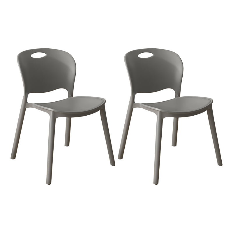 Contemporary Plastic Dining Room Chairs Armless Open Back Dining Side Chair for Home Use Light Gray 2 Piece Set Clearhalo ' kitchen&dining_furn' 'Dining Chairs' 'Dining Tables & Seating' 'dining_chair' 'furn' 'furn_dining_chair' 'Furniture' 'furniture_dining_chair' 'Kitchen & Dining Furniture' 'kitchen' 3944052