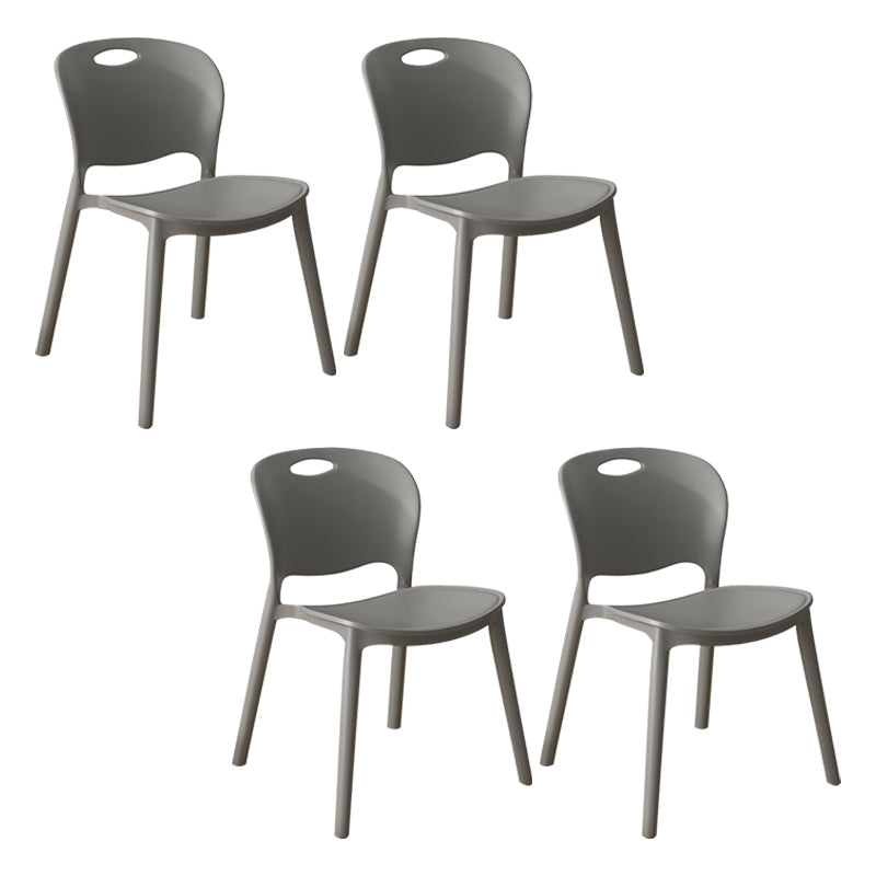 Contemporary Plastic Dining Room Chairs Armless Open Back Dining Side Chair for Home Use Light Gray 4 Piece Set Clearhalo ' kitchen&dining_furn' 'Dining Chairs' 'Dining Tables & Seating' 'dining_chair' 'furn' 'furn_dining_chair' 'Furniture' 'furniture_dining_chair' 'Kitchen & Dining Furniture' 'kitchen' 3944054