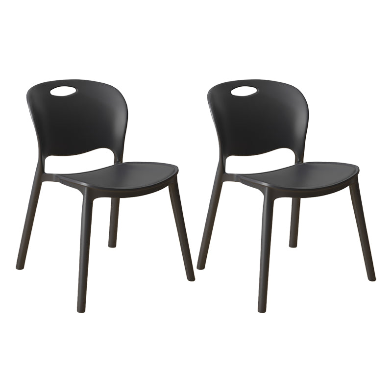 Contemporary Plastic Dining Room Chairs Armless Open Back Dining Side Chair for Home Use Black 2 Piece Set Clearhalo ' kitchen&dining_furn' 'Dining Chairs' 'Dining Tables & Seating' 'dining_chair' 'furn' 'furn_dining_chair' 'Furniture' 'furniture_dining_chair' 'Kitchen & Dining Furniture' 'kitchen' 3944058