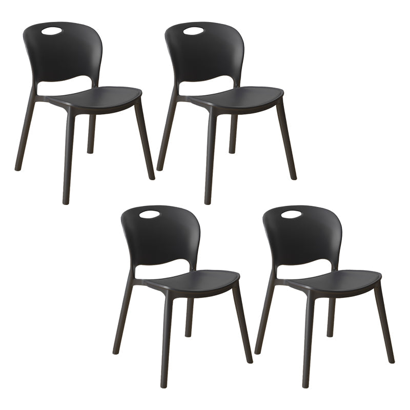 Contemporary Plastic Dining Room Chairs Armless Open Back Dining Side Chair for Home Use Black 4 Piece Set Clearhalo ' kitchen&dining_furn' 'Dining Chairs' 'Dining Tables & Seating' 'dining_chair' 'furn' 'furn_dining_chair' 'Furniture' 'furniture_dining_chair' 'Kitchen & Dining Furniture' 'kitchen' 3944061