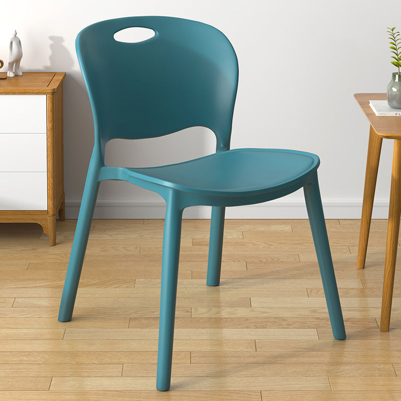 Contemporary Plastic Dining Room Chairs Armless Open Back Dining Side Chair for Home Use Dark Blue 1 Piece Clearhalo ' kitchen&dining_furn' 'Dining Chairs' 'Dining Tables & Seating' 'dining_chair' 'furn' 'furn_dining_chair' 'Furniture' 'furniture_dining_chair' 'Kitchen & Dining Furniture' 'kitchen' 3944062