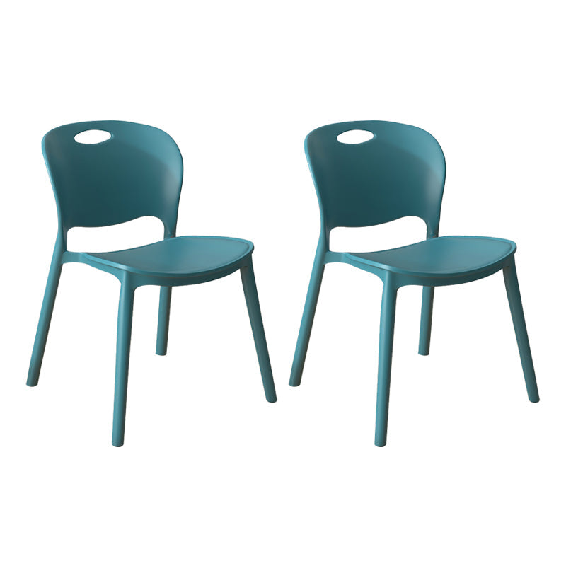 Contemporary Plastic Dining Room Chairs Armless Open Back Dining Side Chair for Home Use Dark Blue 2 Piece Set Clearhalo ' kitchen&dining_furn' 'Dining Chairs' 'Dining Tables & Seating' 'dining_chair' 'furn' 'furn_dining_chair' 'Furniture' 'furniture_dining_chair' 'Kitchen & Dining Furniture' 'kitchen' 3944063
