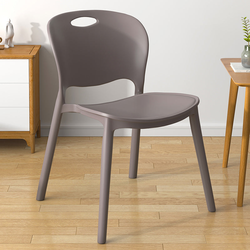 Contemporary Plastic Dining Room Chairs Armless Open Back Dining Side Chair for Home Use Dark Gray 1 Piece Clearhalo ' kitchen&dining_furn' 'Dining Chairs' 'Dining Tables & Seating' 'dining_chair' 'furn' 'furn_dining_chair' 'Furniture' 'furniture_dining_chair' 'Kitchen & Dining Furniture' 'kitchen' 3944065