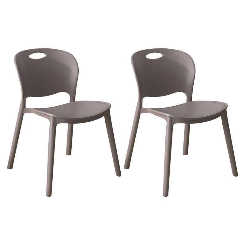 Contemporary Plastic Dining Room Chairs Armless Open Back Dining Side Chair for Home Use Dark Gray 2 Piece Set Clearhalo ' kitchen&dining_furn' 'Dining Chairs' 'Dining Tables & Seating' 'dining_chair' 'furn' 'furn_dining_chair' 'Furniture' 'furniture_dining_chair' 'Kitchen & Dining Furniture' 'kitchen' 3944066