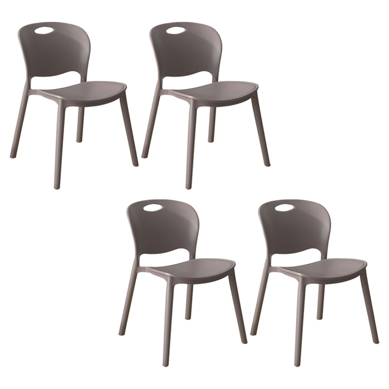 Contemporary Plastic Dining Room Chairs Armless Open Back Dining Side Chair for Home Use Dark Gray 4 Piece Set Clearhalo ' kitchen&dining_furn' 'Dining Chairs' 'Dining Tables & Seating' 'dining_chair' 'furn' 'furn_dining_chair' 'Furniture' 'furniture_dining_chair' 'Kitchen & Dining Furniture' 'kitchen' 3944067