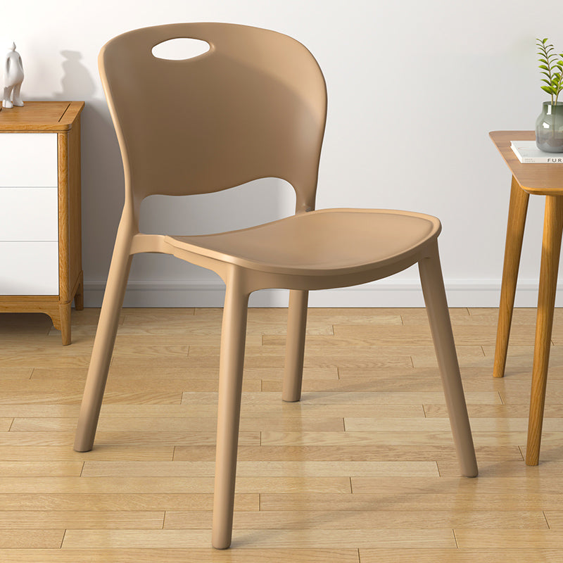 Contemporary Plastic Dining Room Chairs Armless Open Back Dining Side Chair for Home Use Khaki 1 Piece Clearhalo ' kitchen&dining_furn' 'Dining Chairs' 'Dining Tables & Seating' 'dining_chair' 'furn' 'furn_dining_chair' 'Furniture' 'furniture_dining_chair' 'Kitchen & Dining Furniture' 'kitchen' 3944080