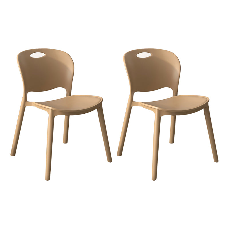 Contemporary Plastic Dining Room Chairs Armless Open Back Dining Side Chair for Home Use Khaki 2 Piece Set Clearhalo ' kitchen&dining_furn' 'Dining Chairs' 'Dining Tables & Seating' 'dining_chair' 'furn' 'furn_dining_chair' 'Furniture' 'furniture_dining_chair' 'Kitchen & Dining Furniture' 'kitchen' 3944081