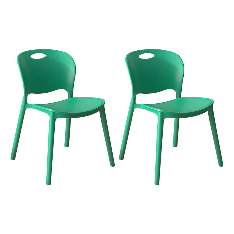 Contemporary Plastic Dining Room Chairs Armless Open Back Dining Side Chair for Home Use Dark Green 2 Piece Set Clearhalo ' kitchen&dining_furn' 'Dining Chairs' 'Dining Tables & Seating' 'dining_chair' 'furn' 'furn_dining_chair' 'Furniture' 'furniture_dining_chair' 'Kitchen & Dining Furniture' 'kitchen' 3944084