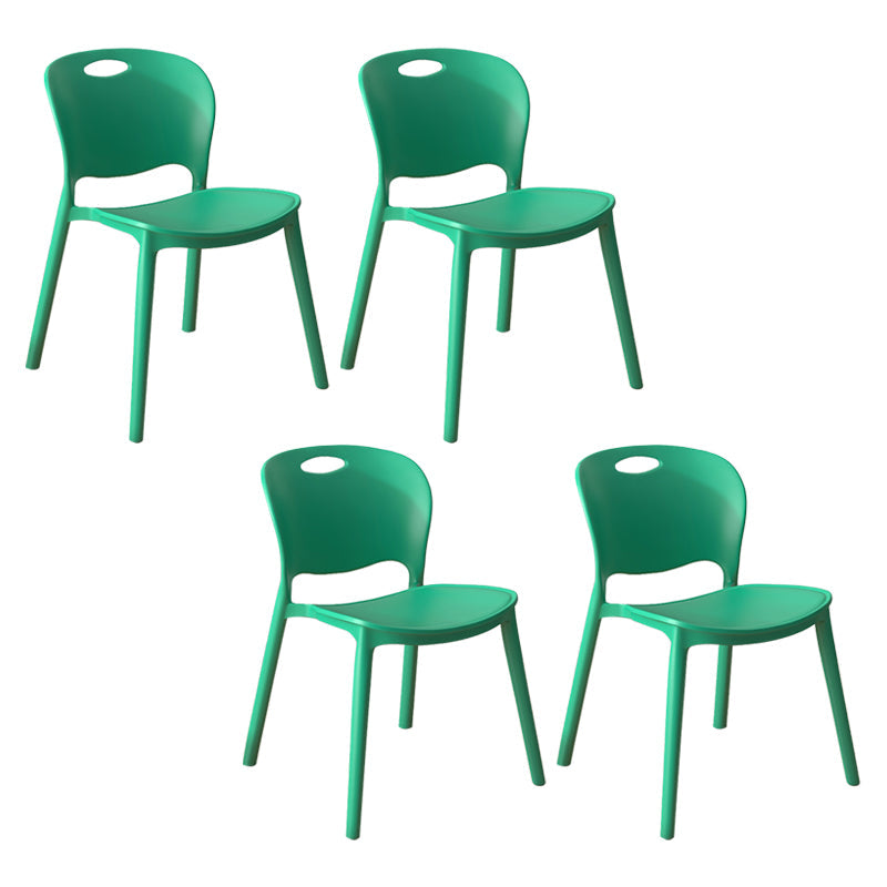 Contemporary Plastic Dining Room Chairs Armless Open Back Dining Side Chair for Home Use Dark Green 4 Piece Set Clearhalo ' kitchen&dining_furn' 'Dining Chairs' 'Dining Tables & Seating' 'dining_chair' 'furn' 'furn_dining_chair' 'Furniture' 'furniture_dining_chair' 'Kitchen & Dining Furniture' 'kitchen' 3944085