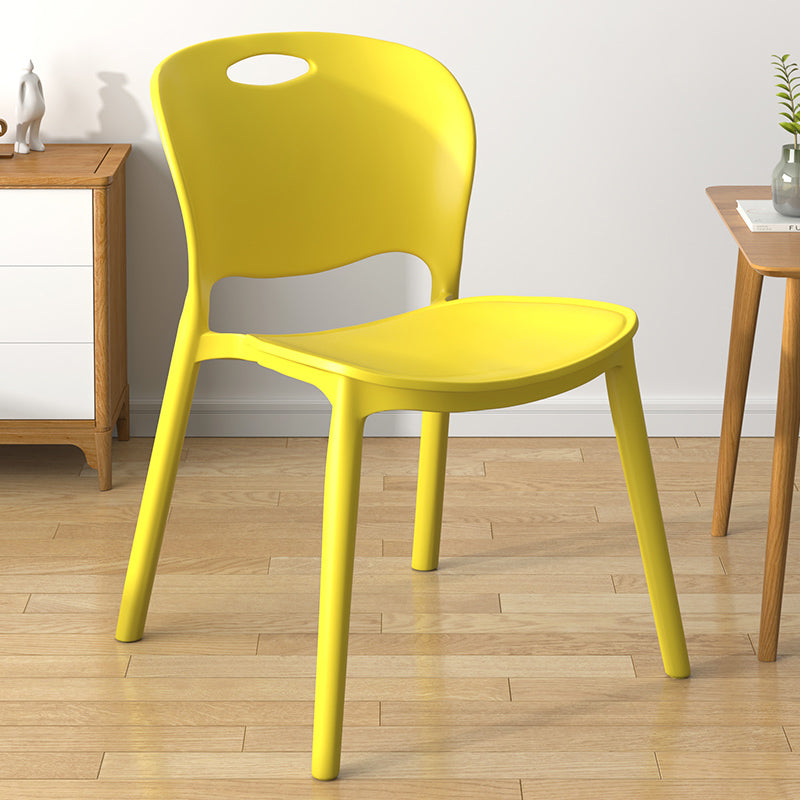 Contemporary Plastic Dining Room Chairs Armless Open Back Dining Side Chair for Home Use Light Yellow 1 Piece Clearhalo ' kitchen&dining_furn' 'Dining Chairs' 'Dining Tables & Seating' 'dining_chair' 'furn' 'furn_dining_chair' 'Furniture' 'furniture_dining_chair' 'Kitchen & Dining Furniture' 'kitchen' 3944086