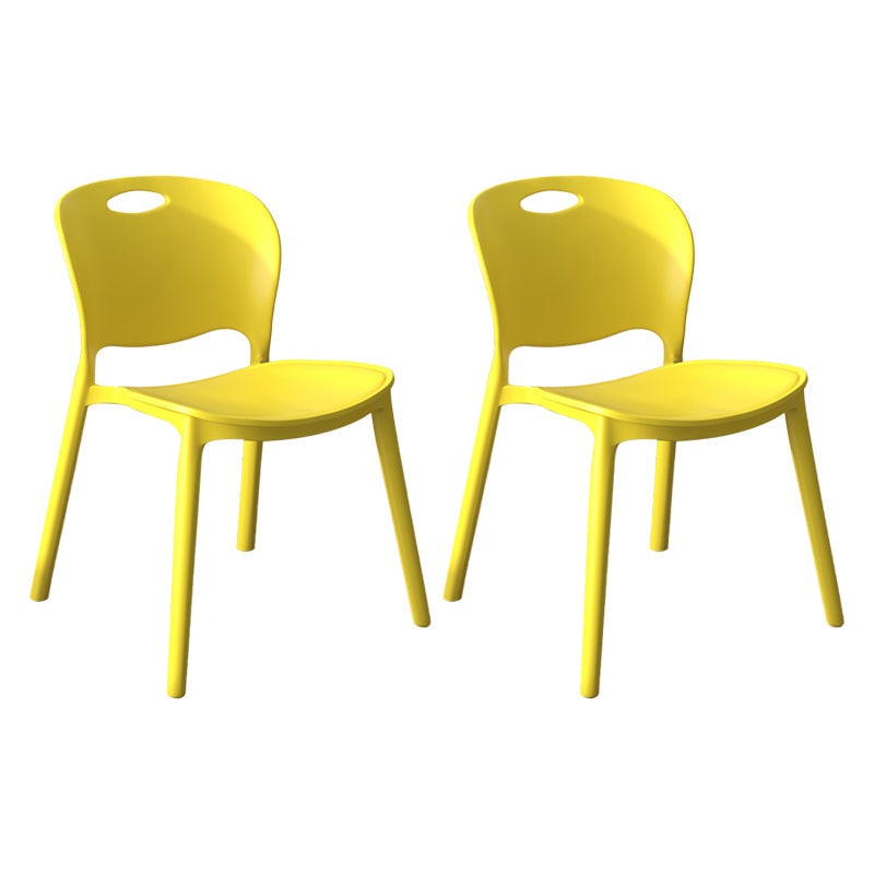 Contemporary Plastic Dining Room Chairs Armless Open Back Dining Side Chair for Home Use Light Yellow 2 Piece Set Clearhalo ' kitchen&dining_furn' 'Dining Chairs' 'Dining Tables & Seating' 'dining_chair' 'furn' 'furn_dining_chair' 'Furniture' 'furniture_dining_chair' 'Kitchen & Dining Furniture' 'kitchen' 3944087