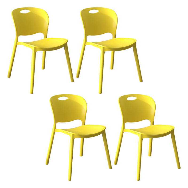 Contemporary Plastic Dining Room Chairs Armless Open Back Dining Side Chair for Home Use Light Yellow 4 Piece Set Clearhalo ' kitchen&dining_furn' 'Dining Chairs' 'Dining Tables & Seating' 'dining_chair' 'furn' 'furn_dining_chair' 'Furniture' 'furniture_dining_chair' 'Kitchen & Dining Furniture' 'kitchen' 3944088