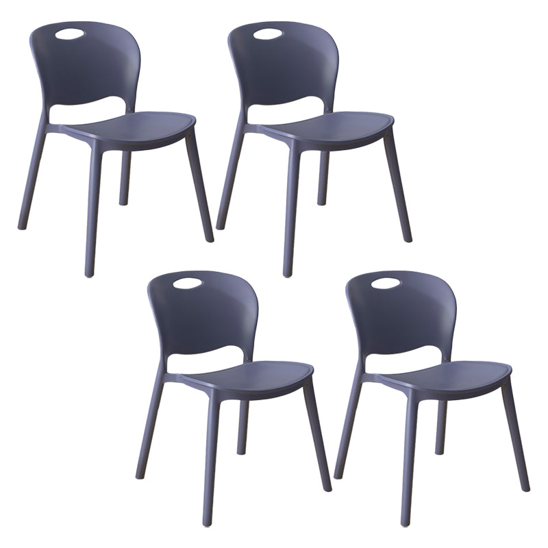 Contemporary Plastic Dining Room Chairs Armless Open Back Dining Side Chair for Home Use Gray Blue 4 Piece Set Clearhalo ' kitchen&dining_furn' 'Dining Chairs' 'Dining Tables & Seating' 'dining_chair' 'furn' 'furn_dining_chair' 'Furniture' 'furniture_dining_chair' 'Kitchen & Dining Furniture' 'kitchen' 3944091