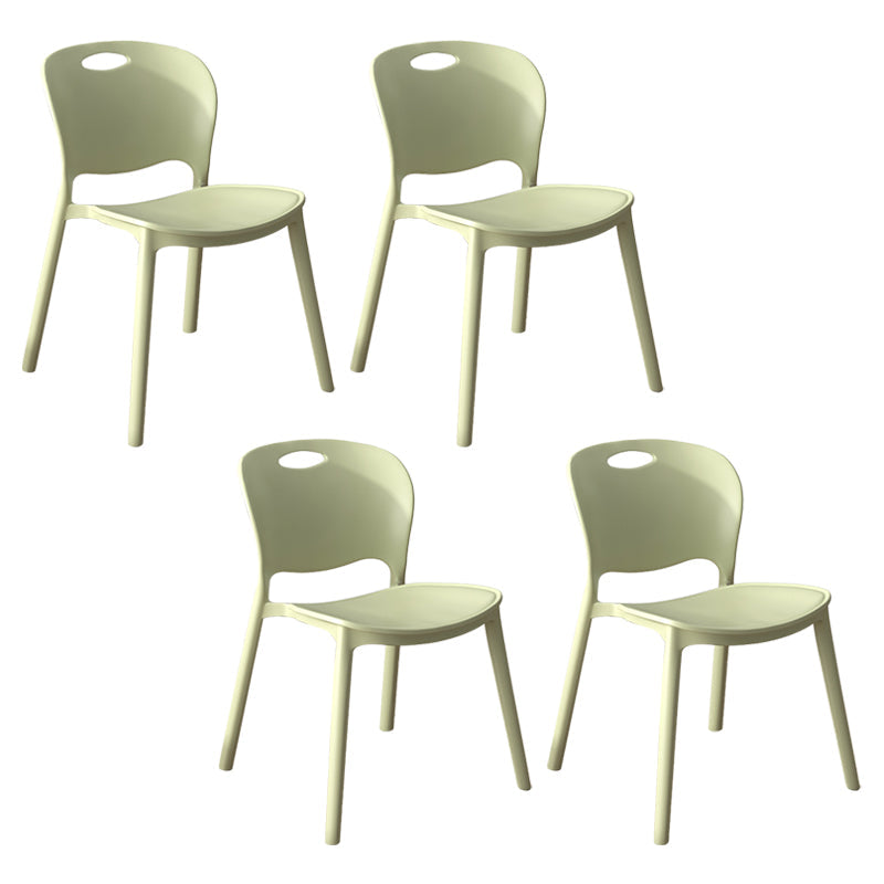 Contemporary Plastic Dining Room Chairs Armless Open Back Dining Side Chair for Home Use Army Green 4 Piece Set Clearhalo ' kitchen&dining_furn' 'Dining Chairs' 'Dining Tables & Seating' 'dining_chair' 'furn' 'furn_dining_chair' 'Furniture' 'furniture_dining_chair' 'Kitchen & Dining Furniture' 'kitchen' 3944094