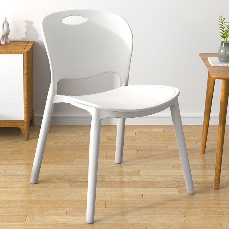 Contemporary Plastic Dining Room Chairs Armless Open Back Dining Side Chair for Home Use White 1 Piece Clearhalo ' kitchen&dining_furn' 'Dining Chairs' 'Dining Tables & Seating' 'dining_chair' 'furn' 'furn_dining_chair' 'Furniture' 'furniture_dining_chair' 'Kitchen & Dining Furniture' 'kitchen' 3944098