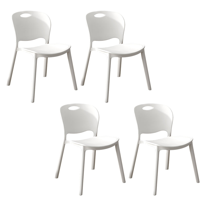Contemporary Plastic Dining Room Chairs Armless Open Back Dining Side Chair for Home Use White 4 Piece Set Clearhalo ' kitchen&dining_furn' 'Dining Chairs' 'Dining Tables & Seating' 'dining_chair' 'furn' 'furn_dining_chair' 'Furniture' 'furniture_dining_chair' 'Kitchen & Dining Furniture' 'kitchen' 3944100