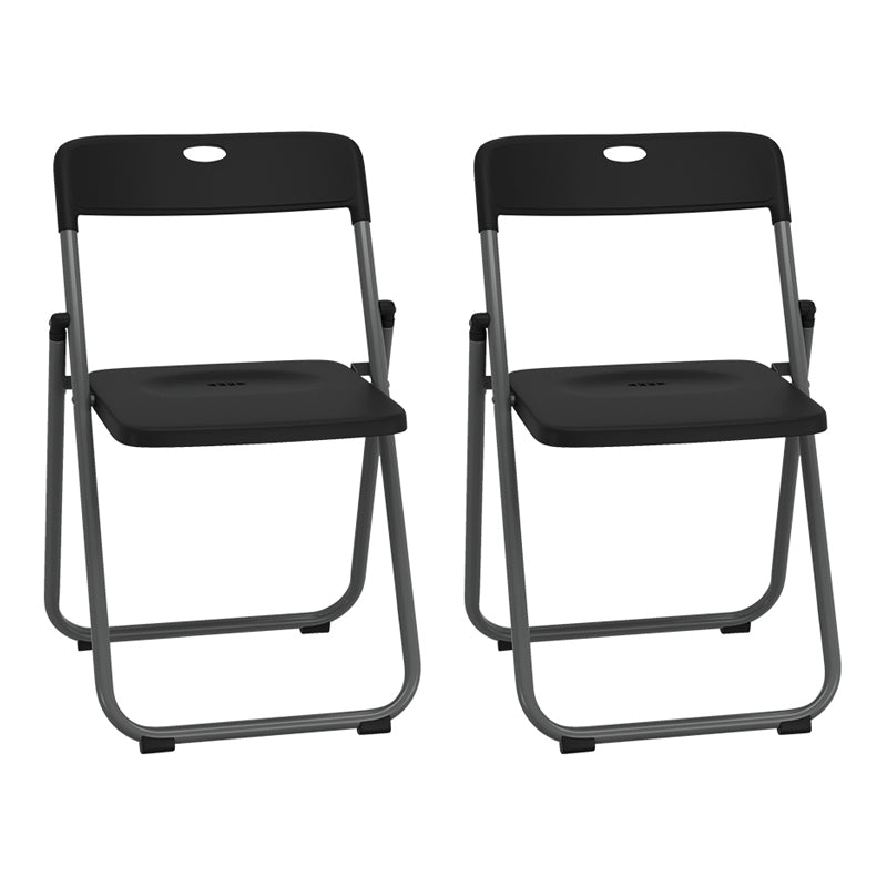 Contemporary Metal Dining Armless Chairs Plastic Open Back Dining Side Chair Black-Gray 2 Piece Set Clearhalo ' kitchen&dining_furn' 'Dining Chairs' 'Dining Tables & Seating' 'dining_chair' 'furn' 'furn_dining_chair' 'Furniture' 'furniture_dining_chair' 'Kitchen & Dining Furniture' 'kitchen' 3944121