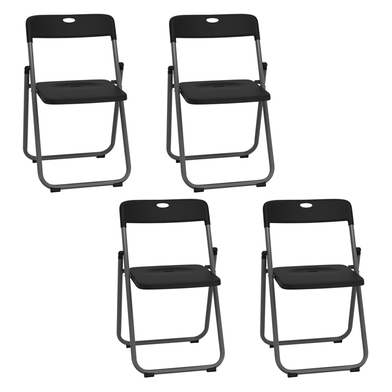 Contemporary Metal Dining Armless Chairs Plastic Open Back Dining Side Chair Black-Gray 4 Piece Set Clearhalo ' kitchen&dining_furn' 'Dining Chairs' 'Dining Tables & Seating' 'dining_chair' 'furn' 'furn_dining_chair' 'Furniture' 'furniture_dining_chair' 'Kitchen & Dining Furniture' 'kitchen' 3944122