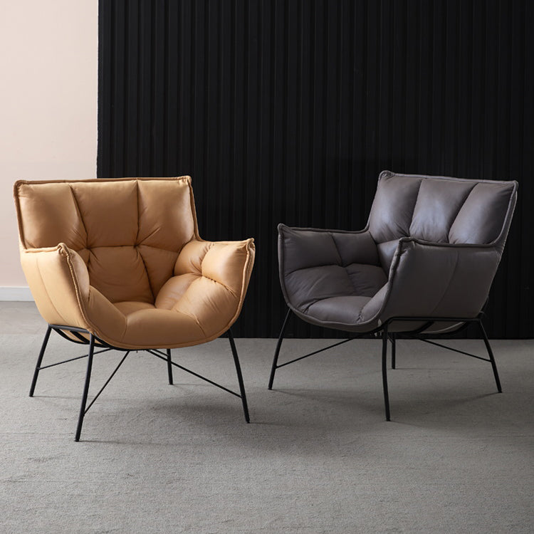 Modern Metal Indoor-Outdoor Chair Home Parsons Tufted Back Side Chair with Arm Clearhalo ' kitchen&dining_furn' 'Dining Chairs' 'Dining Tables & Seating' 'dining_chair' 'furn' 'furn_dining_chair' 'Furniture' 'furniture_dining_chair' 'Kitchen & Dining Furniture' 'kitchen' 3944147