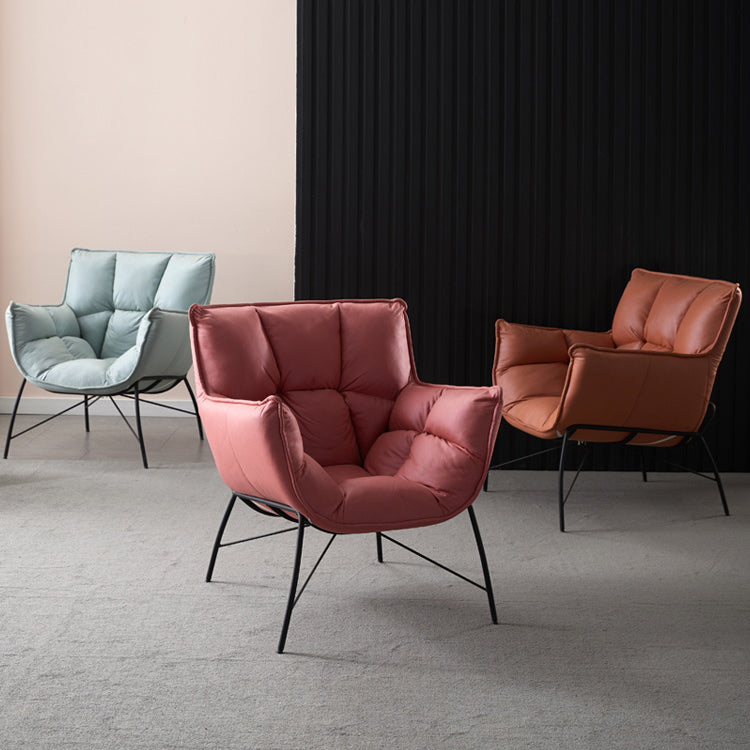 Modern Metal Indoor-Outdoor Chair Home Parsons Tufted Back Side Chair with Arm Clearhalo ' kitchen&dining_furn' 'Dining Chairs' 'Dining Tables & Seating' 'dining_chair' 'furn' 'furn_dining_chair' 'Furniture' 'furniture_dining_chair' 'Kitchen & Dining Furniture' 'kitchen' 3944149