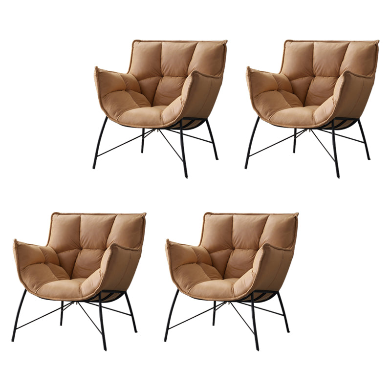 Modern Metal Indoor-Outdoor Chair Home Parsons Tufted Back Side Chair with Arm Yellow 4 Piece Set Clearhalo ' kitchen&dining_furn' 'Dining Chairs' 'Dining Tables & Seating' 'dining_chair' 'furn' 'furn_dining_chair' 'Furniture' 'furniture_dining_chair' 'Kitchen & Dining Furniture' 'kitchen' 3944151