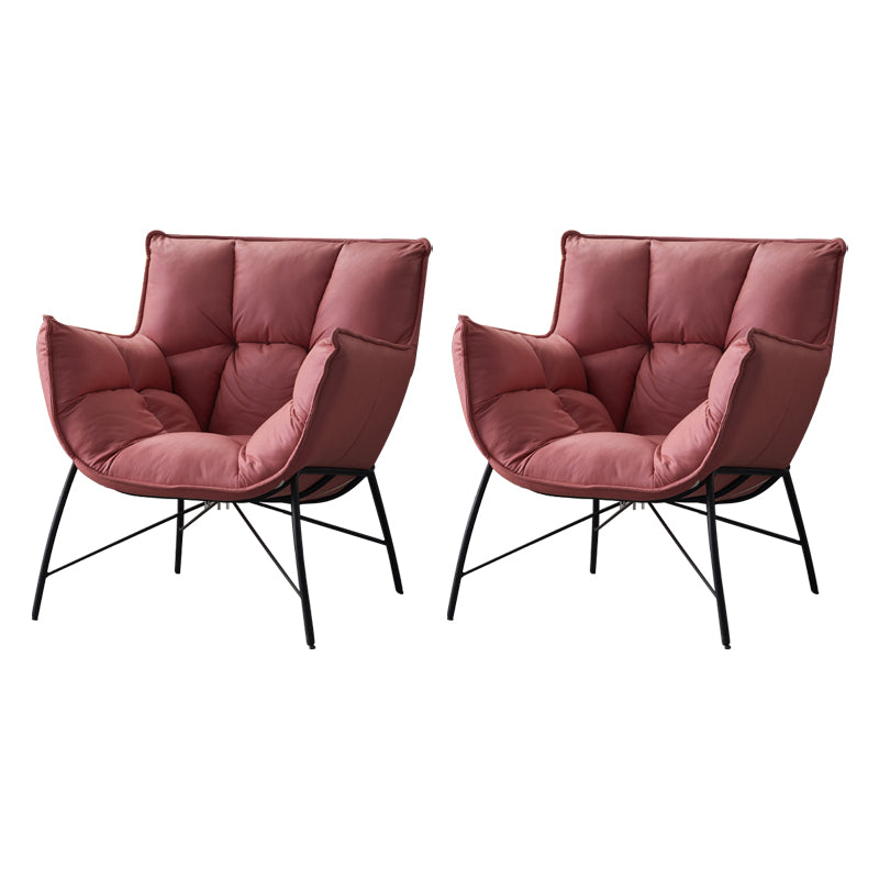 Modern Metal Indoor-Outdoor Chair Home Parsons Tufted Back Side Chair with Arm Red 2 Piece Set Clearhalo ' kitchen&dining_furn' 'Dining Chairs' 'Dining Tables & Seating' 'dining_chair' 'furn' 'furn_dining_chair' 'Furniture' 'furniture_dining_chair' 'Kitchen & Dining Furniture' 'kitchen' 3944155