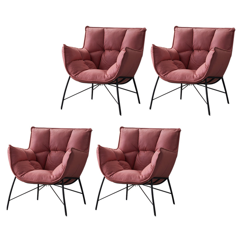 Modern Metal Indoor-Outdoor Chair Home Parsons Tufted Back Side Chair with Arm Red 4 Piece Set Clearhalo ' kitchen&dining_furn' 'Dining Chairs' 'Dining Tables & Seating' 'dining_chair' 'furn' 'furn_dining_chair' 'Furniture' 'furniture_dining_chair' 'Kitchen & Dining Furniture' 'kitchen' 3944157