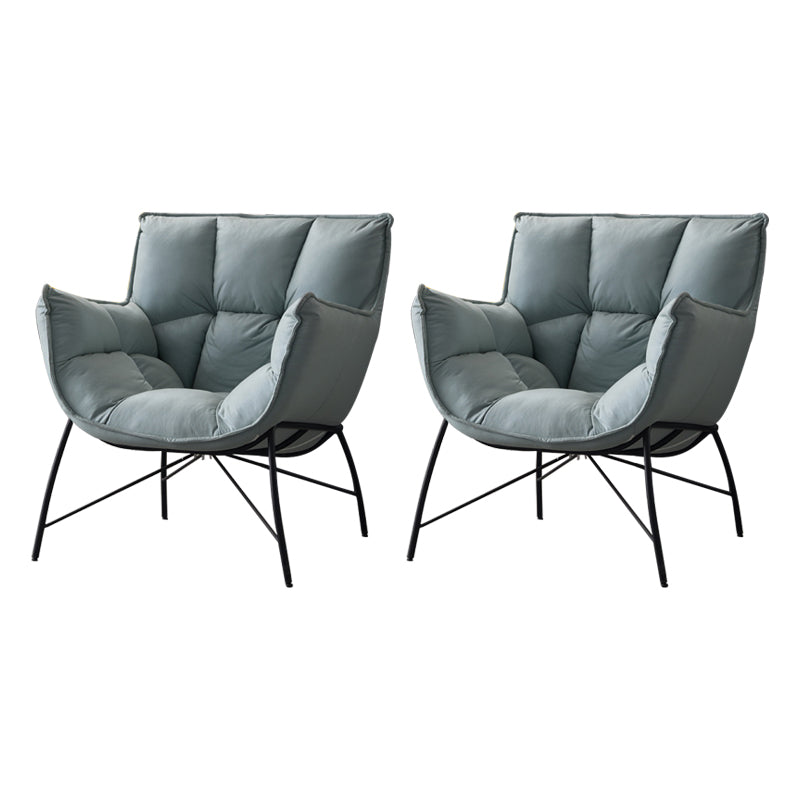 Modern Metal Indoor-Outdoor Chair Home Parsons Tufted Back Side Chair with Arm Green 2 Piece Set Clearhalo ' kitchen&dining_furn' 'Dining Chairs' 'Dining Tables & Seating' 'dining_chair' 'furn' 'furn_dining_chair' 'Furniture' 'furniture_dining_chair' 'Kitchen & Dining Furniture' 'kitchen' 3944161