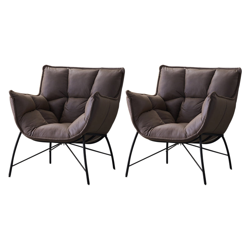 Modern Metal Indoor-Outdoor Chair Home Parsons Tufted Back Side Chair with Arm Coffee 2 Piece Set Clearhalo ' kitchen&dining_furn' 'Dining Chairs' 'Dining Tables & Seating' 'dining_chair' 'furn' 'furn_dining_chair' 'Furniture' 'furniture_dining_chair' 'Kitchen & Dining Furniture' 'kitchen' 3944166