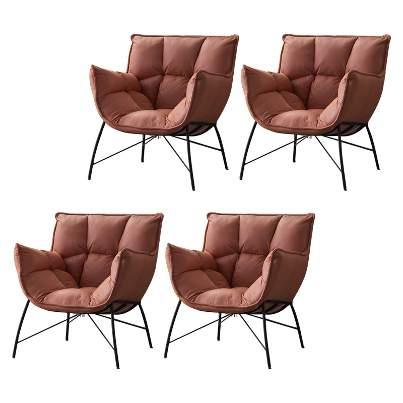 Modern Metal Indoor-Outdoor Chair Home Parsons Tufted Back Side Chair with Arm Orange 4 Piece Set Clearhalo ' kitchen&dining_furn' 'Dining Chairs' 'Dining Tables & Seating' 'dining_chair' 'furn' 'furn_dining_chair' 'Furniture' 'furniture_dining_chair' 'Kitchen & Dining Furniture' 'kitchen' 3944170