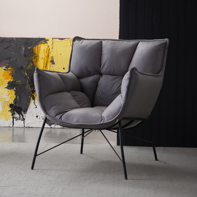 Modern Metal Indoor-Outdoor Chair Home Parsons Tufted Back Side Chair with Arm Grey 1 Piece Clearhalo ' kitchen&dining_furn' 'Dining Chairs' 'Dining Tables & Seating' 'dining_chair' 'furn' 'furn_dining_chair' 'Furniture' 'furniture_dining_chair' 'Kitchen & Dining Furniture' 'kitchen' 3944171