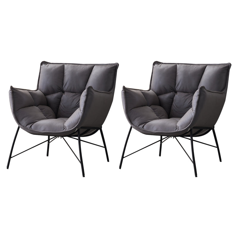 Modern Metal Indoor-Outdoor Chair Home Parsons Tufted Back Side Chair with Arm Grey 2 Piece Set Clearhalo ' kitchen&dining_furn' 'Dining Chairs' 'Dining Tables & Seating' 'dining_chair' 'furn' 'furn_dining_chair' 'Furniture' 'furniture_dining_chair' 'Kitchen & Dining Furniture' 'kitchen' 3944172