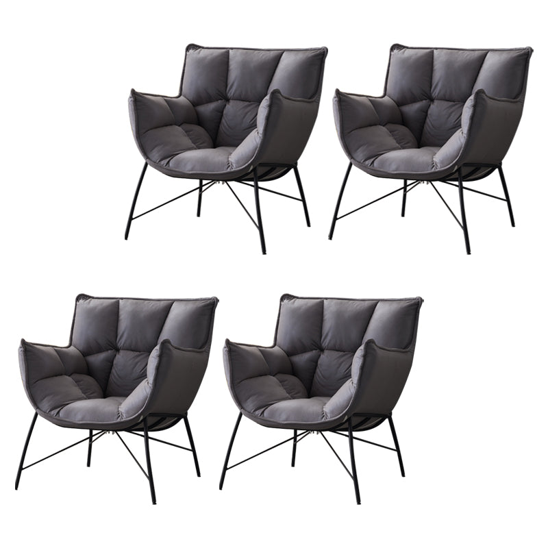 Modern Metal Indoor-Outdoor Chair Home Parsons Tufted Back Side Chair with Arm Grey 4 Piece Set Clearhalo ' kitchen&dining_furn' 'Dining Chairs' 'Dining Tables & Seating' 'dining_chair' 'furn' 'furn_dining_chair' 'Furniture' 'furniture_dining_chair' 'Kitchen & Dining Furniture' 'kitchen' 3944173