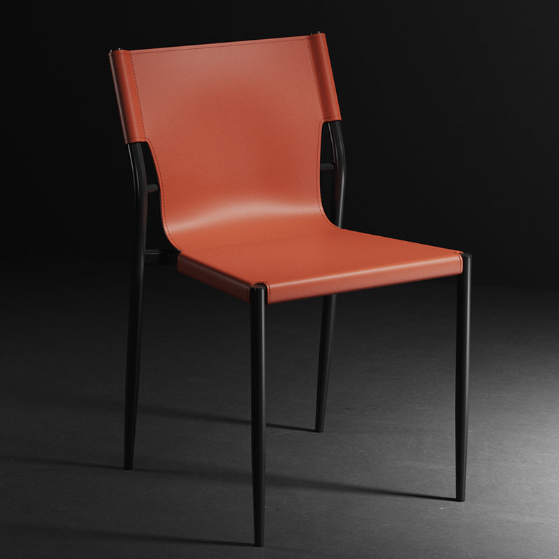 Contemporary Metal Dining Armless Chairs Leather Dining Chairs for Restaurant Orange 1 Piece Clearhalo ' kitchen&dining_furn' 'Dining Chairs' 'Dining Tables & Seating' 'dining_chair' 'furn' 'furn_dining_chair' 'Furniture' 'furniture_dining_chair' 'Kitchen & Dining Furniture' 'kitchen' 3944176