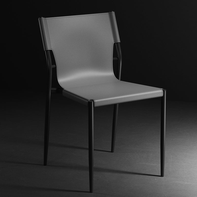 Contemporary Metal Dining Armless Chairs Leather Dining Chairs for Restaurant Grey 1 Piece Clearhalo ' kitchen&dining_furn' 'Dining Chairs' 'Dining Tables & Seating' 'dining_chair' 'furn' 'furn_dining_chair' 'Furniture' 'furniture_dining_chair' 'Kitchen & Dining Furniture' 'kitchen' 3944181