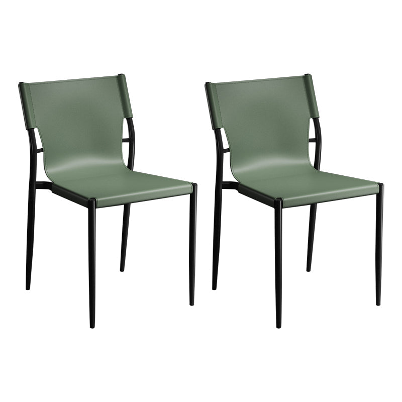 Contemporary Metal Dining Armless Chairs Leather Dining Chairs for Restaurant Green 2 Piece Set Clearhalo ' kitchen&dining_furn' 'Dining Chairs' 'Dining Tables & Seating' 'dining_chair' 'furn' 'furn_dining_chair' 'Furniture' 'furniture_dining_chair' 'Kitchen & Dining Furniture' 'kitchen' 3944190