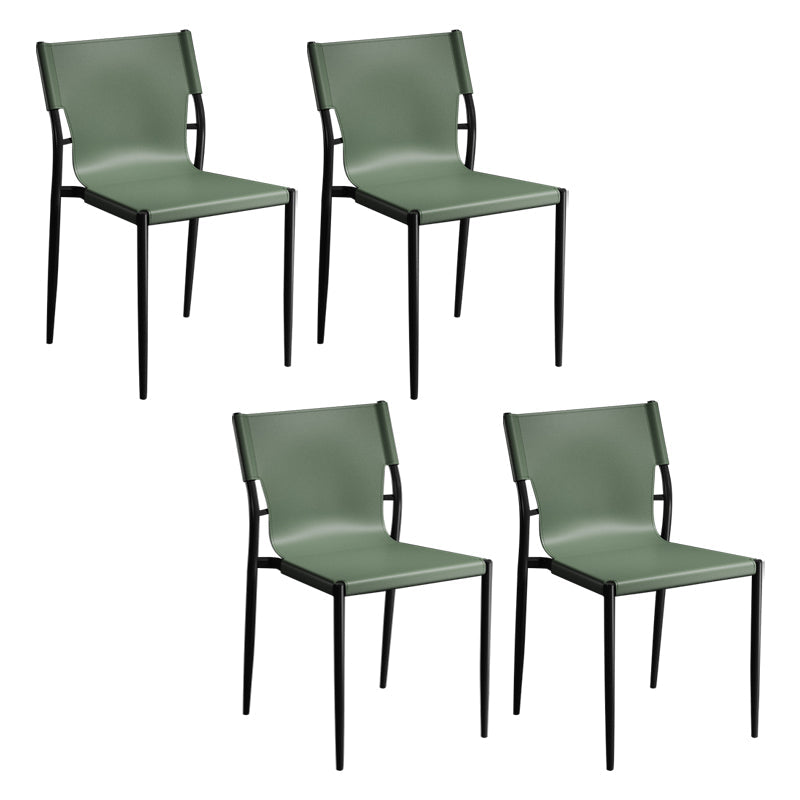 Contemporary Metal Dining Armless Chairs Leather Dining Chairs for Restaurant Green 4 Piece Set Clearhalo ' kitchen&dining_furn' 'Dining Chairs' 'Dining Tables & Seating' 'dining_chair' 'furn' 'furn_dining_chair' 'Furniture' 'furniture_dining_chair' 'Kitchen & Dining Furniture' 'kitchen' 3944191