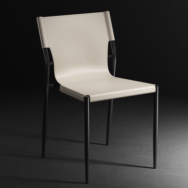 Contemporary Metal Dining Armless Chairs Leather Dining Chairs for Restaurant Off-White 1 Piece Clearhalo ' kitchen&dining_furn' 'Dining Chairs' 'Dining Tables & Seating' 'dining_chair' 'furn' 'furn_dining_chair' 'Furniture' 'furniture_dining_chair' 'Kitchen & Dining Furniture' 'kitchen' 3944194