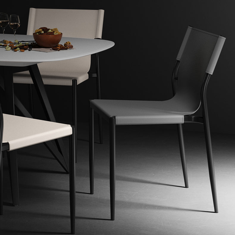 Contemporary Metal Dining Armless Chairs Leather Dining Chairs for Restaurant Clearhalo ' kitchen&dining_furn' 'Dining Chairs' 'Dining Tables & Seating' 'dining_chair' 'furn' 'furn_dining_chair' 'Furniture' 'furniture_dining_chair' 'Kitchen & Dining Furniture' 'kitchen' 3944195