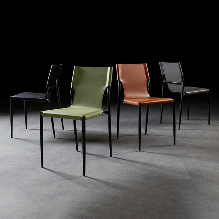 Leather Upholstered Dining Armless Chairs Dining Side Chairs with Metal Legs Clearhalo ' kitchen&dining_furn' 'Dining Chairs' 'Dining Tables & Seating' 'dining_chair' 'furn' 'furn_dining_chair' 'Furniture' 'furniture_dining_chair' 'Kitchen & Dining Furniture' 'kitchen' 3944210