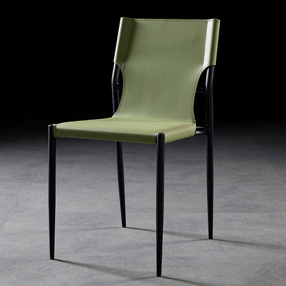 Leather Upholstered Dining Armless Chairs Dining Side Chairs with Metal Legs Green 1 Piece Clearhalo ' kitchen&dining_furn' 'Dining Chairs' 'Dining Tables & Seating' 'dining_chair' 'furn' 'furn_dining_chair' 'Furniture' 'furniture_dining_chair' 'Kitchen & Dining Furniture' 'kitchen' 3944211